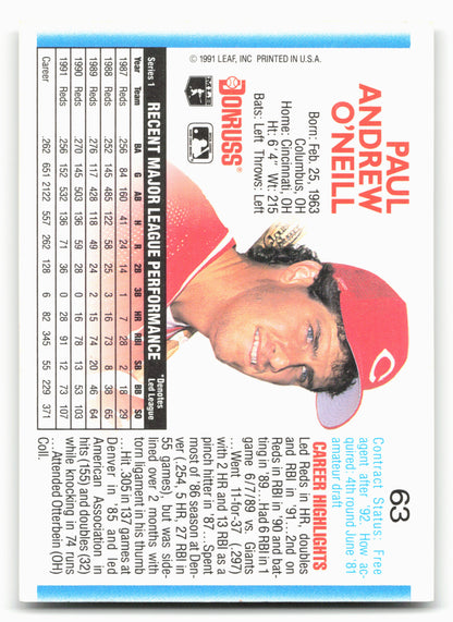 1992 Donruss #63 Paul O'Neill