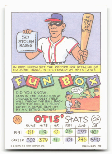 
1992 Topps Kids #35a Otis Nixon
