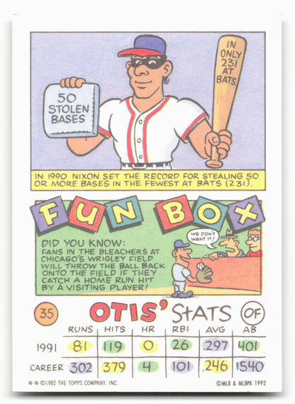 1992 Topps Kids #35a Otis Nixon