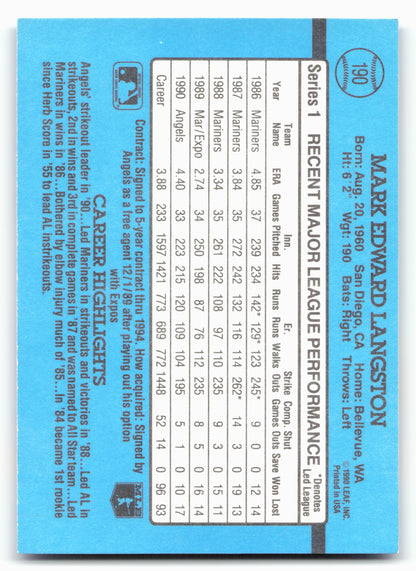 1991 Donruss #190 Mark Langston
