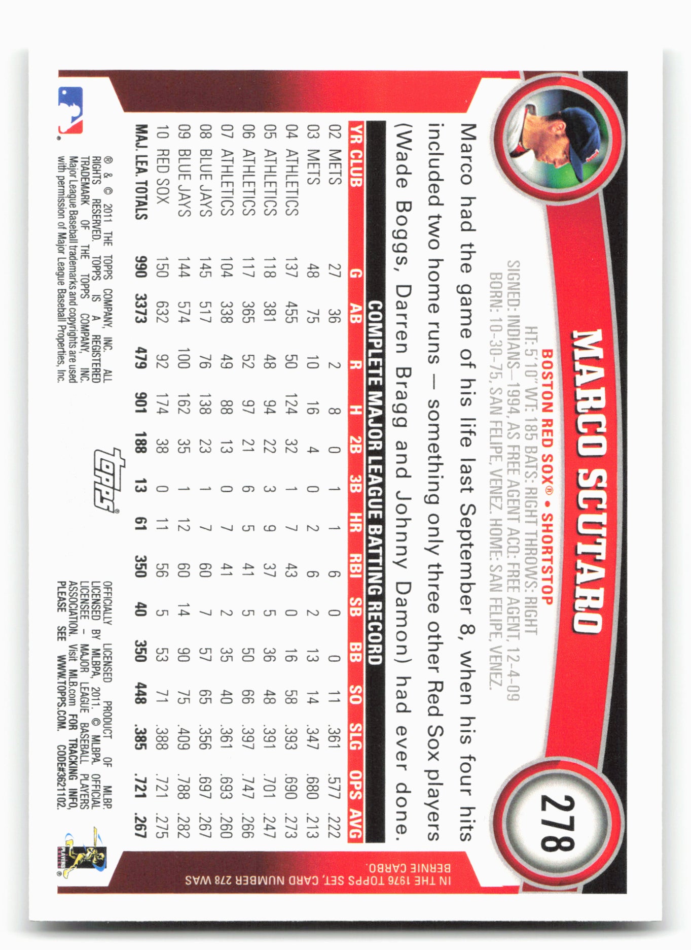 2011 Topps #278 Marco Scutaro
