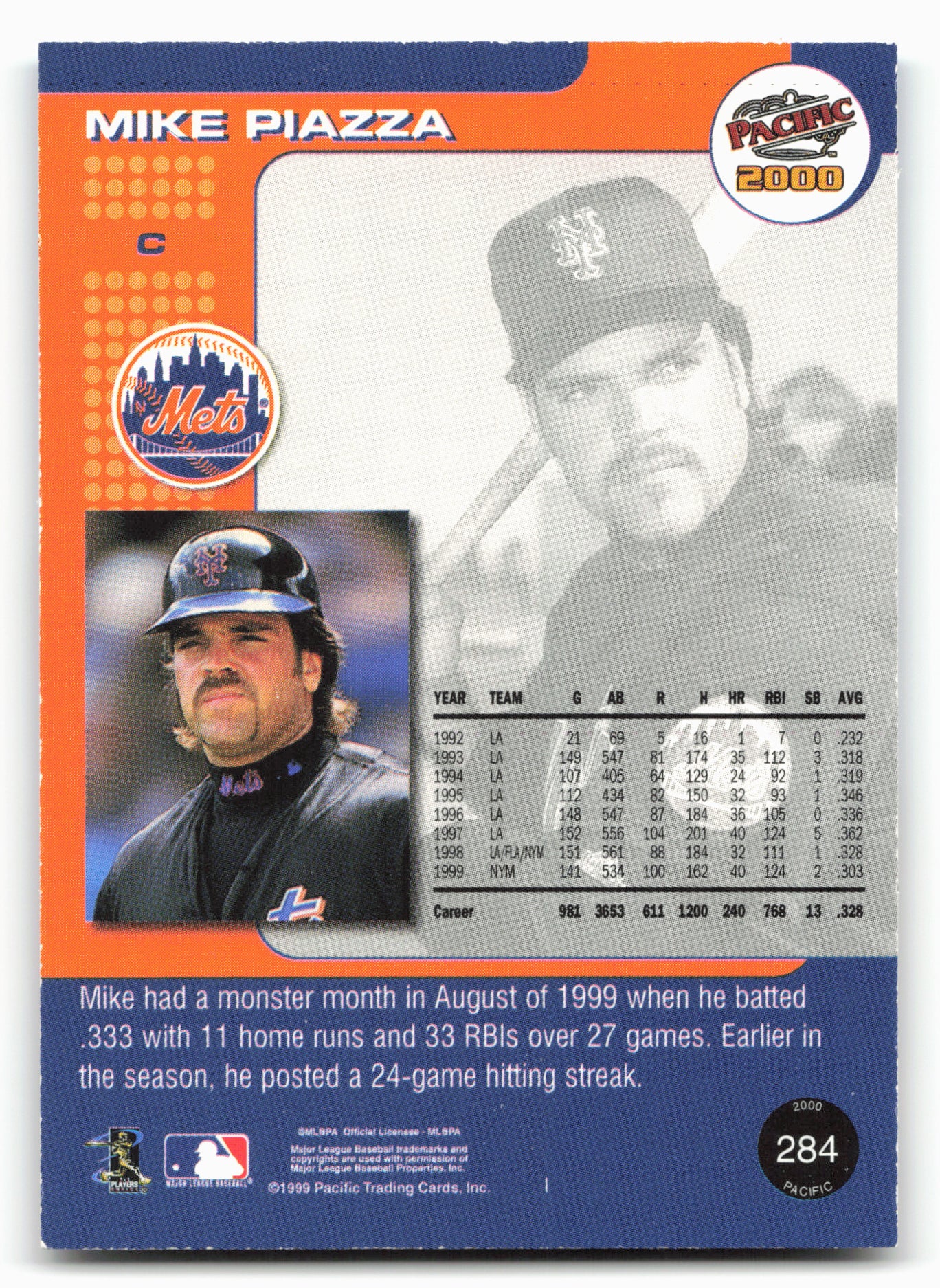 2000 Pacific #284b Mike Piazza
