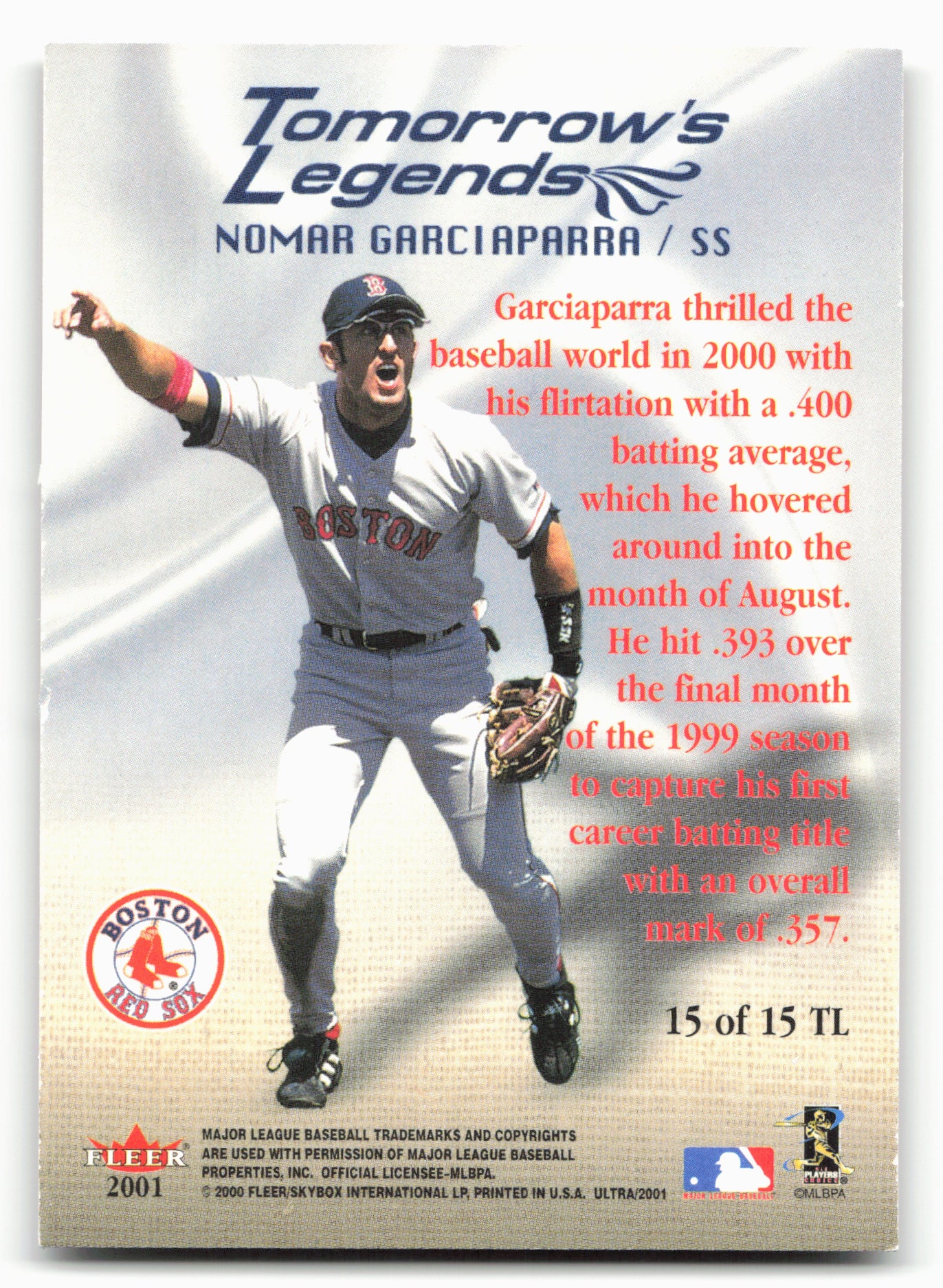 2001 Ultra #15TL Nomar Garciaparra Tomorrow's Legends