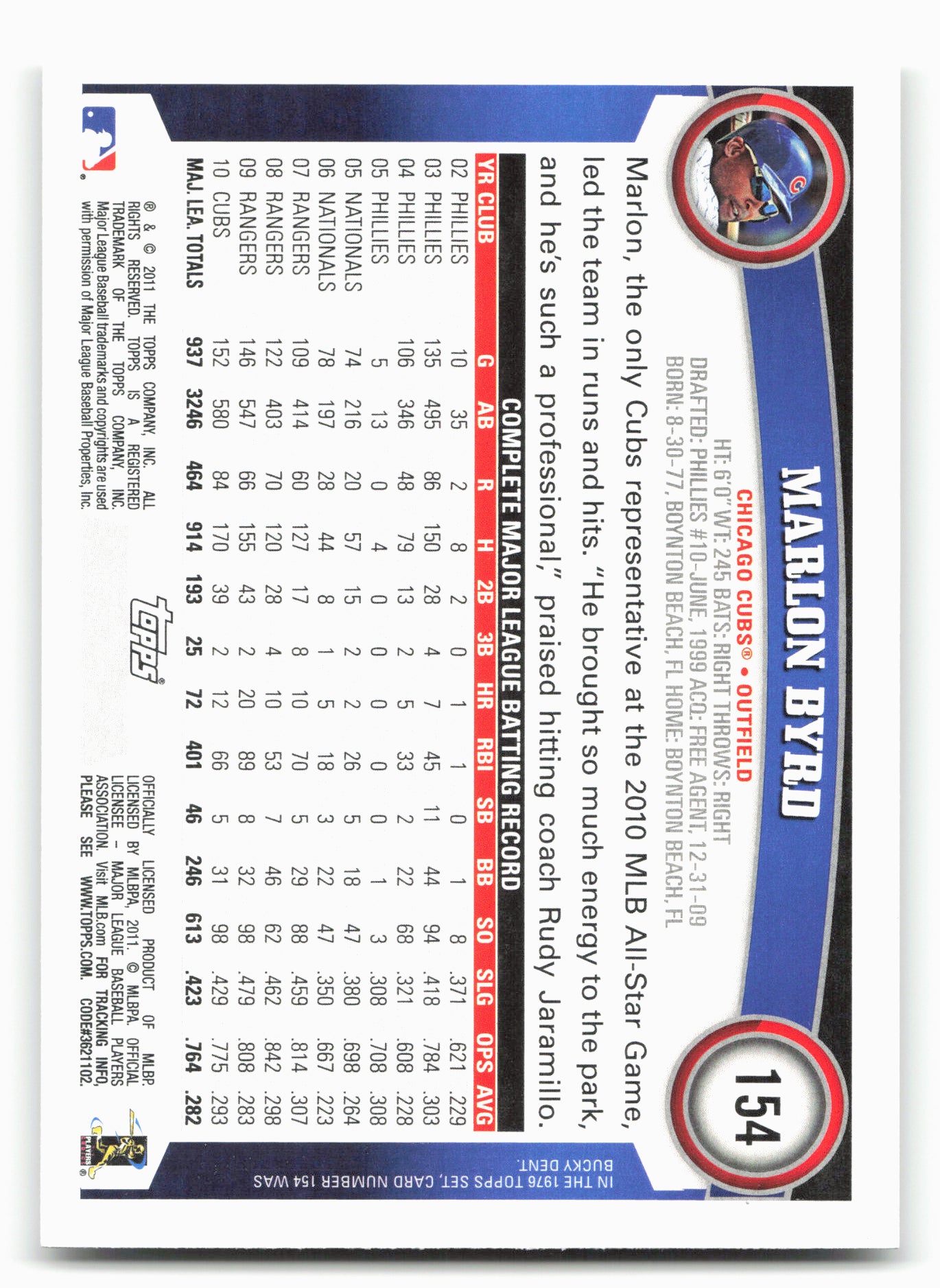 2011 Topps #154 Marlon Byrd