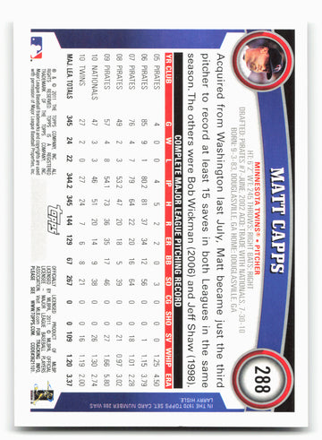 2011 Topps #288 Matt Capps