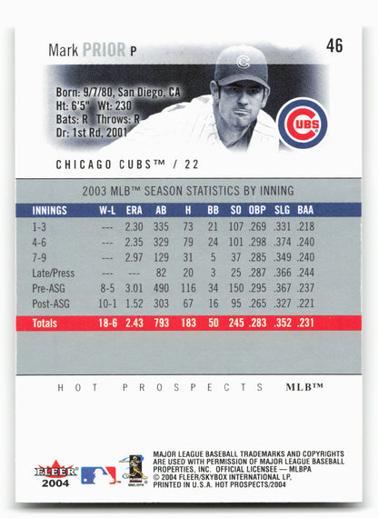 2004 Fleer Hot Prospects Draft Edition #46 Mark Prior
