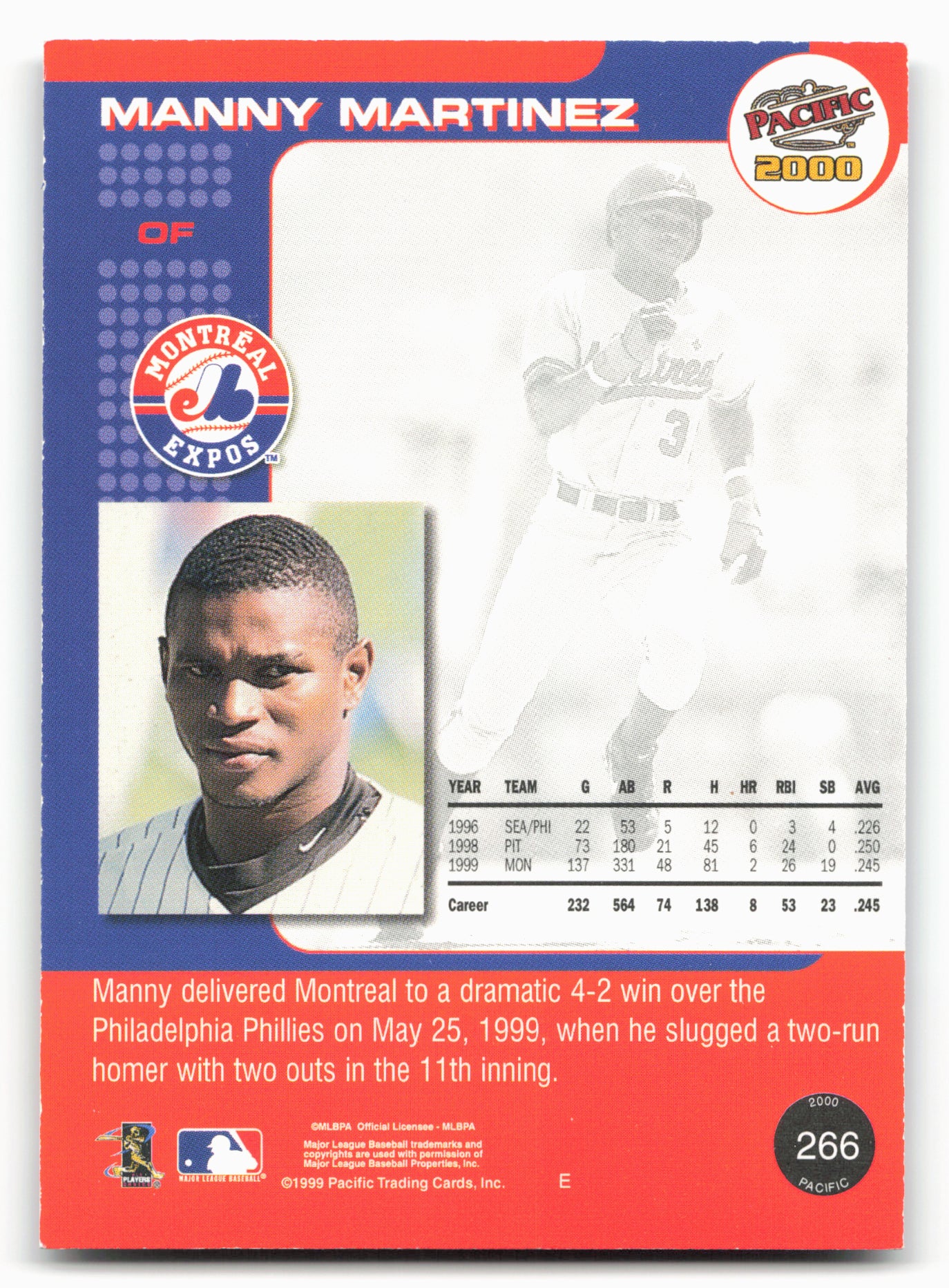 2000 Pacific #266 Manny Martinez