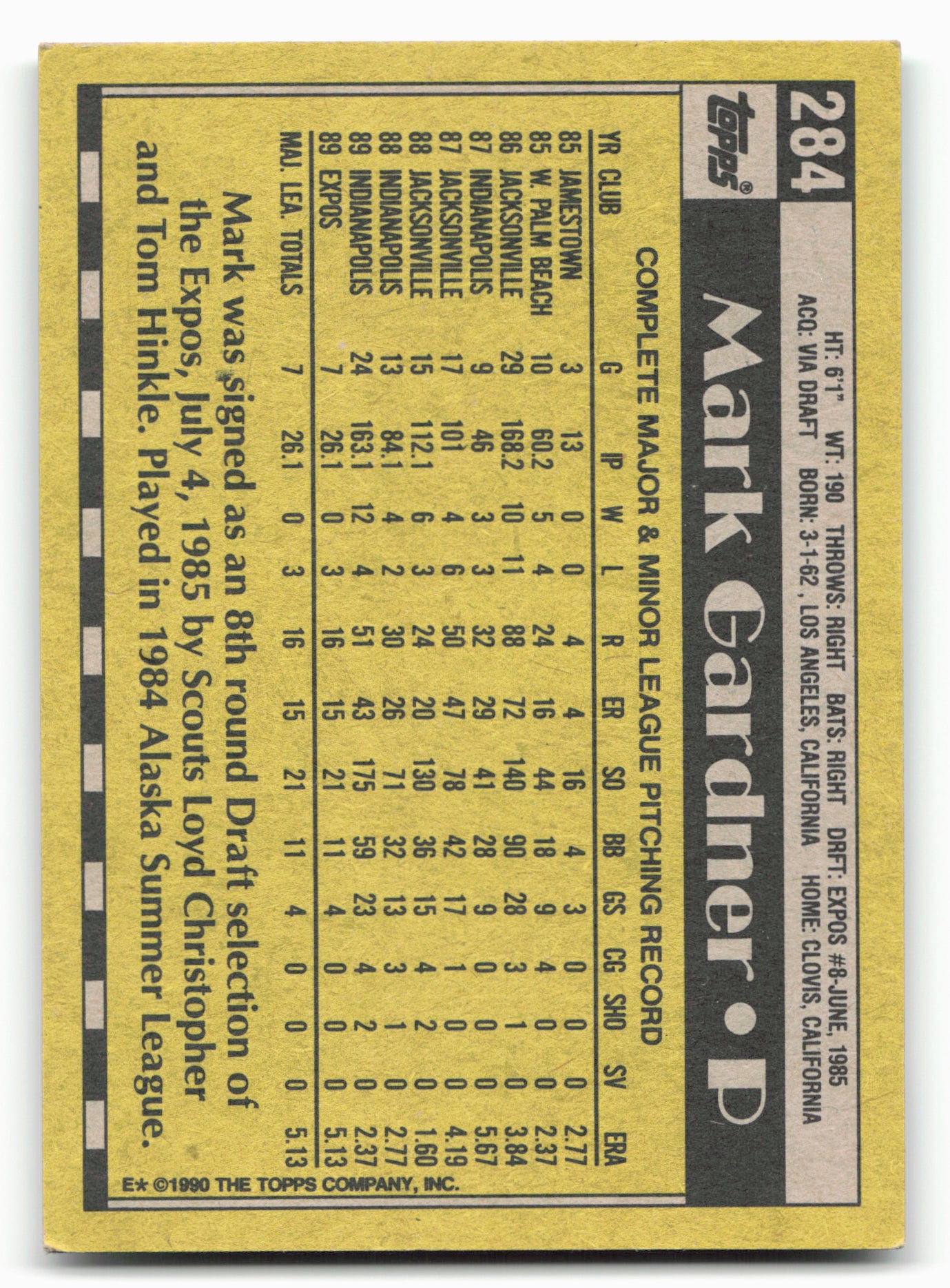 1990 Topps #284 Mark Gardner