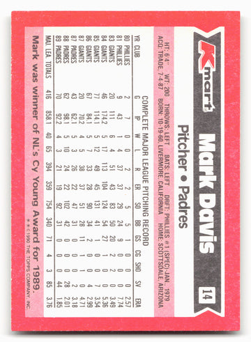 1990 Topps Kmart Super Stars #14 Mark Davis
