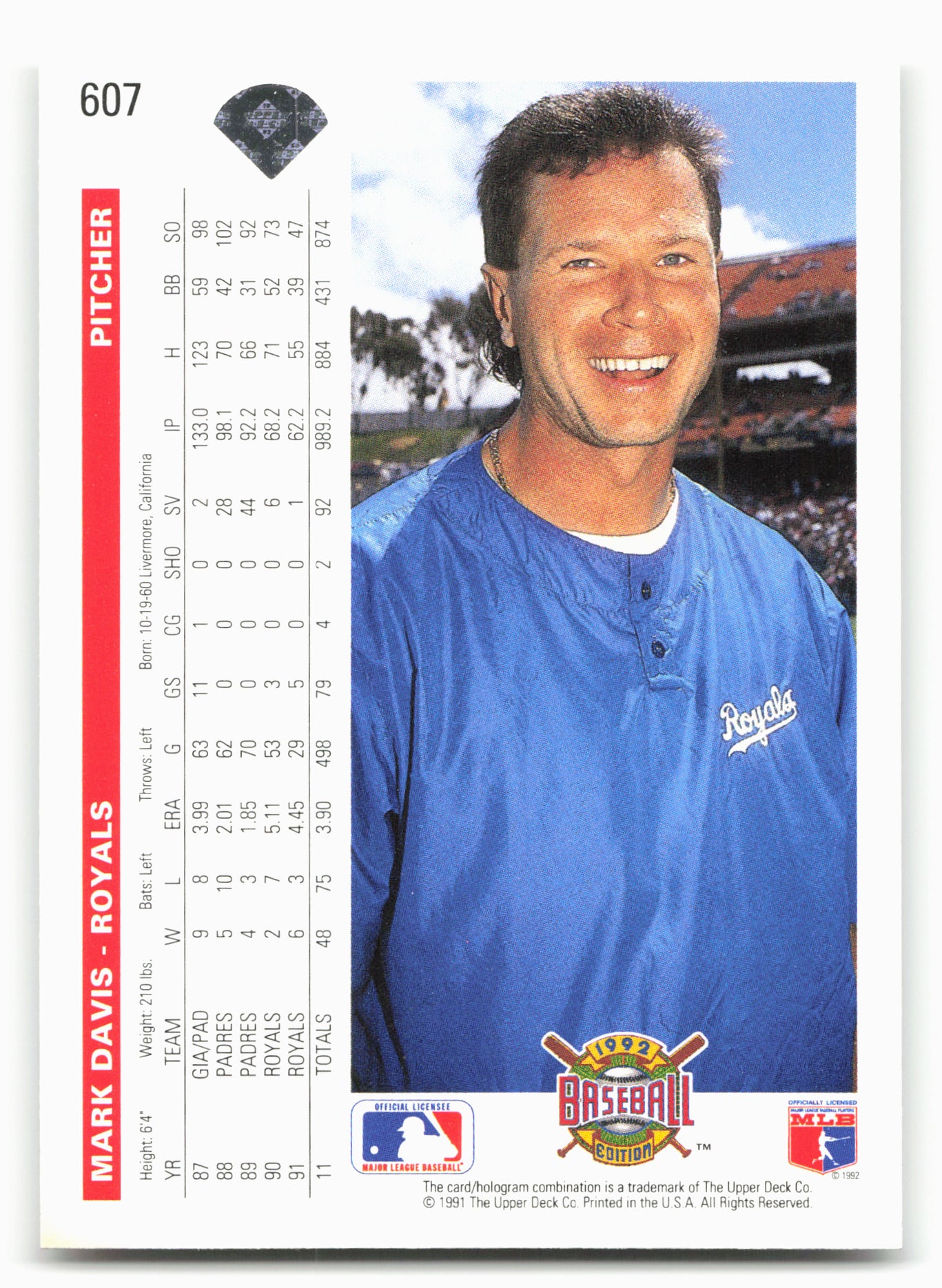 1992 Upper Deck #607 Mark Davis