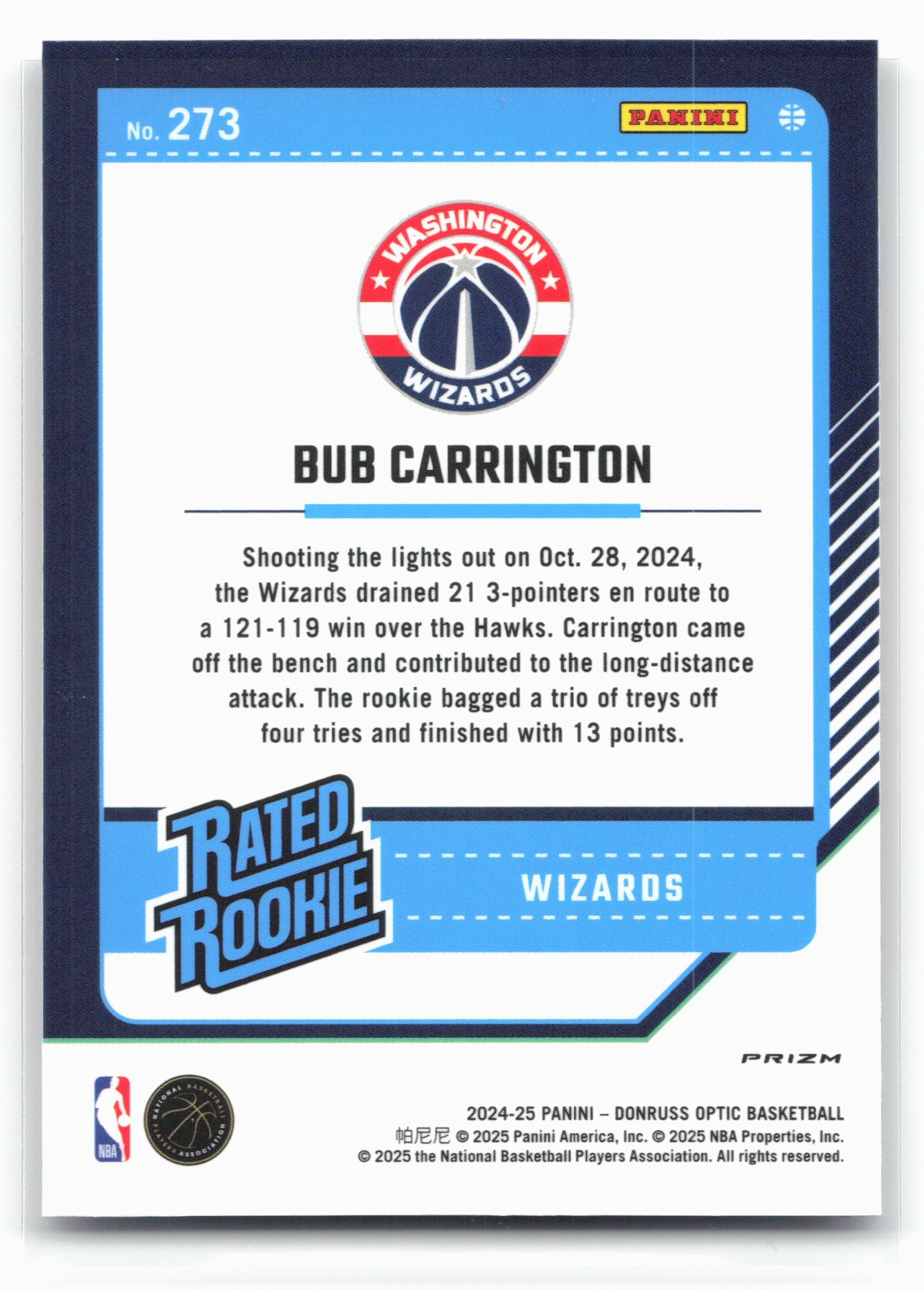 2024-25 Donruss Optic #273 Bub Carrington Choice