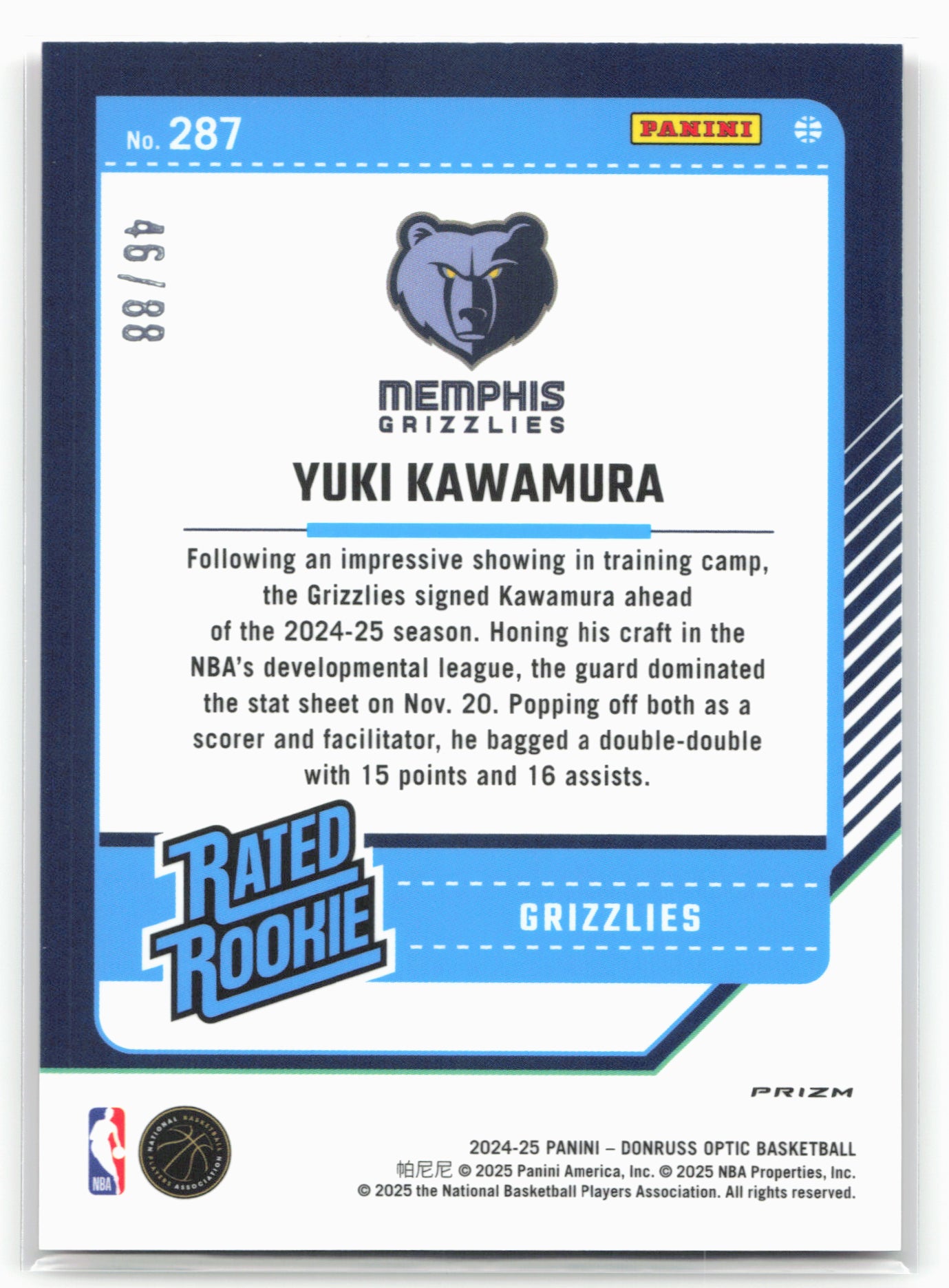 2024-25 Donruss Optic #287 Yuki Kawamura Choice Red #/88
