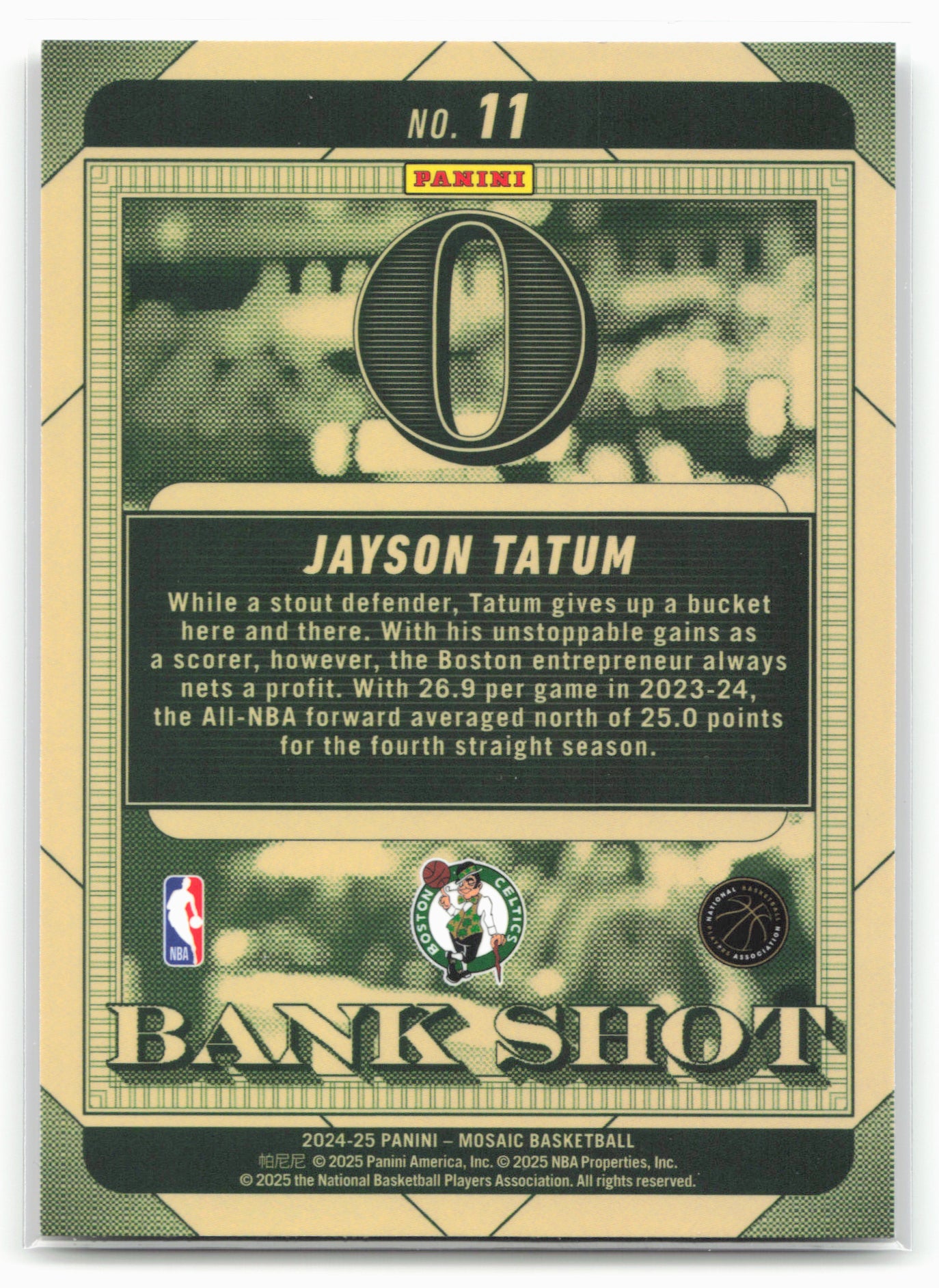 2024-25 Panini Mosaic #11 Jayson Tatum Bank Shot