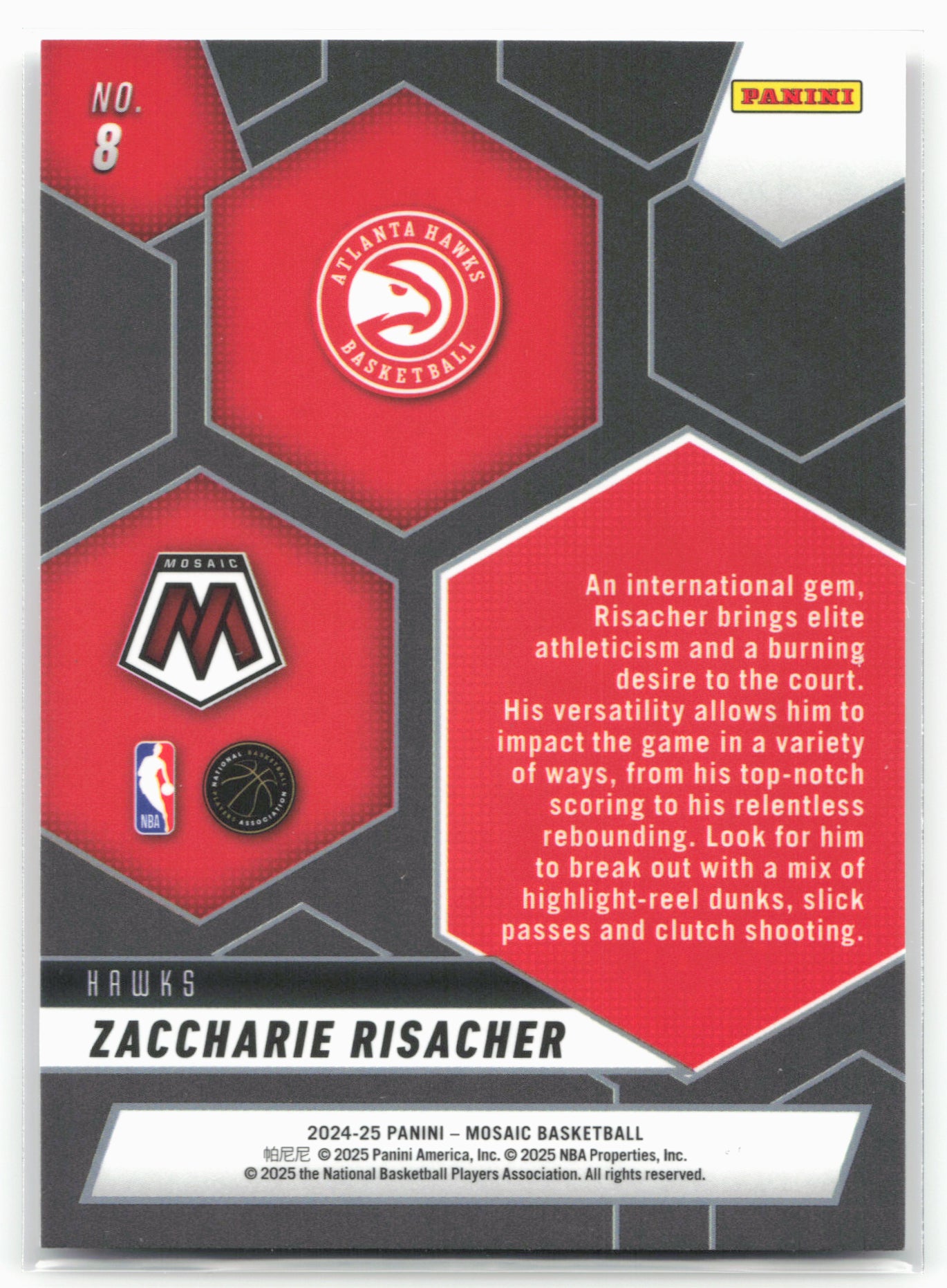 2024-25 Panini Mosaic #8 Zaccharie Risacher Montage