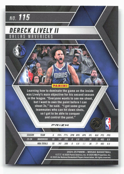 2024-25 Panini Mosaic #115 Dereck Lively II Fast Break Silver Mosaic