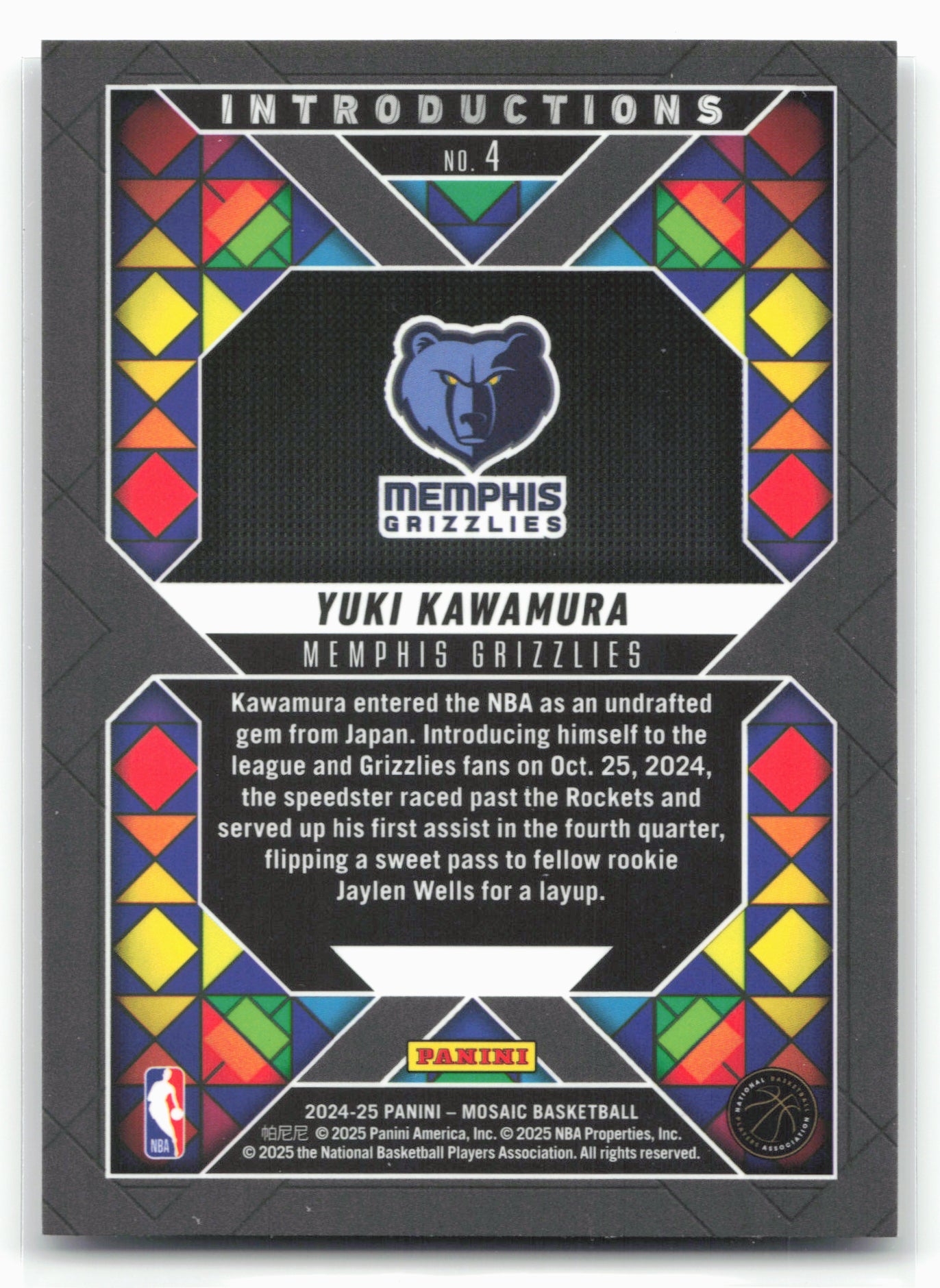2024-25 Panini Mosaic #4 Yuki Kawamura Introductions