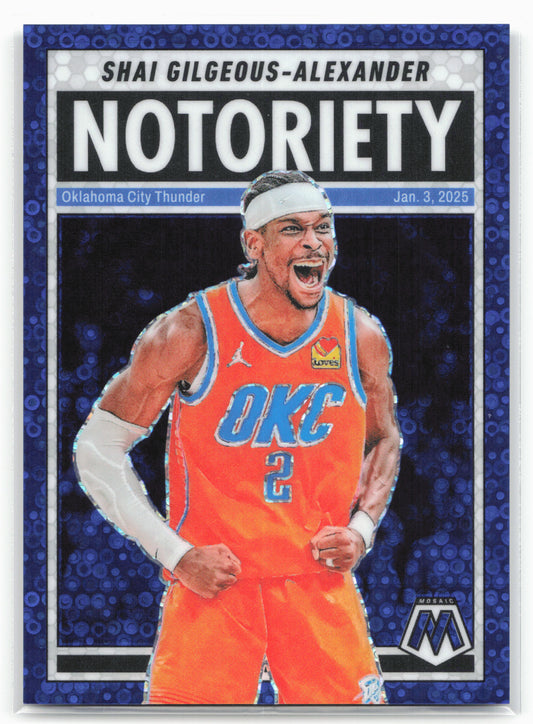 2024-25 Panini Mosaic #7 Shai Gilgeous-Alexander Notoriety Fast Break Blue #/85