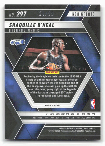2024-25 Panini Mosaic #297 Shaquille O'Neal Fast Break Red Mosaic #/99