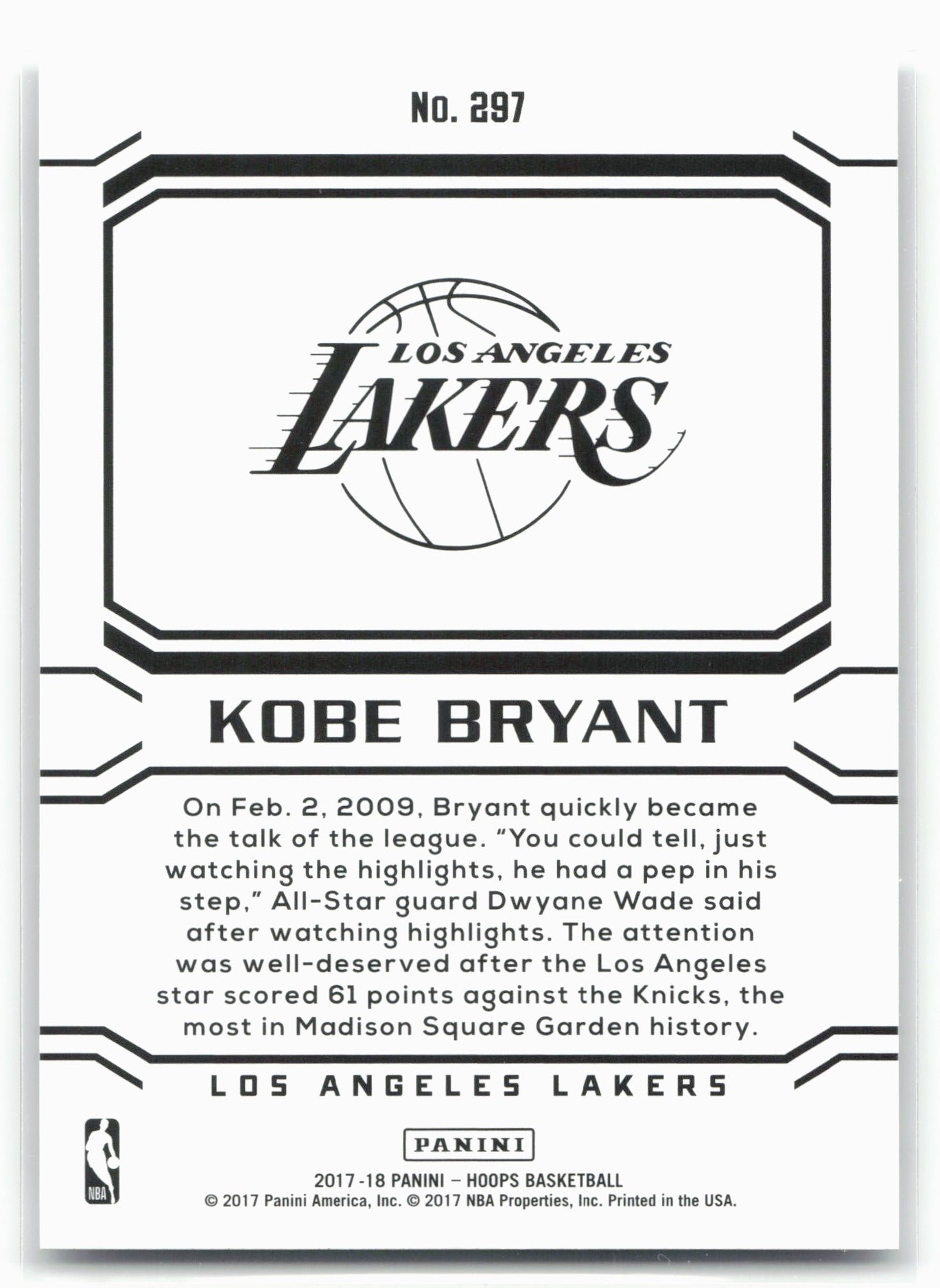2017-18 Hoops #297 Kobe Bryant 21001