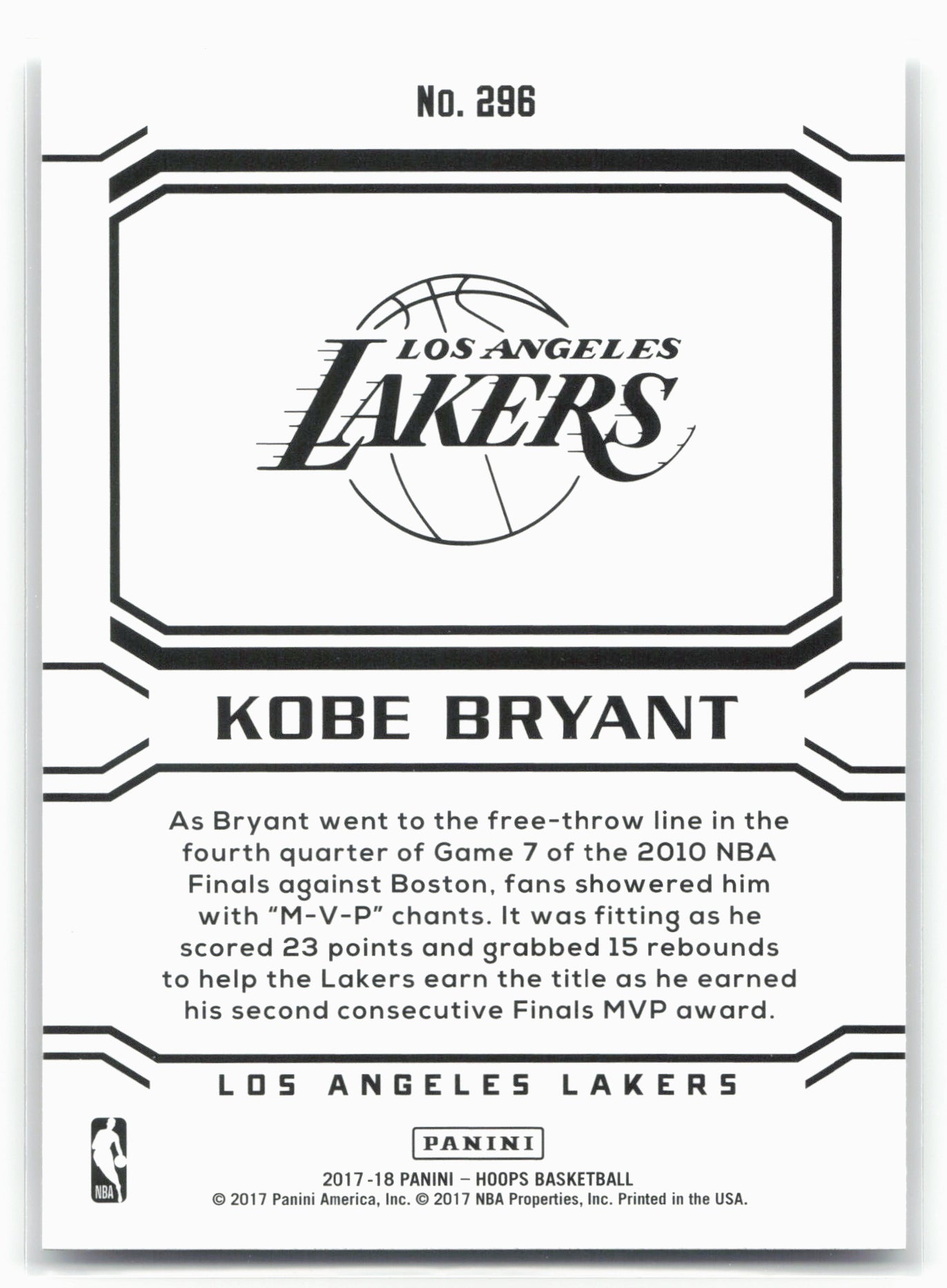 2017-18 Hoops #296 Kobe Bryant 21006
