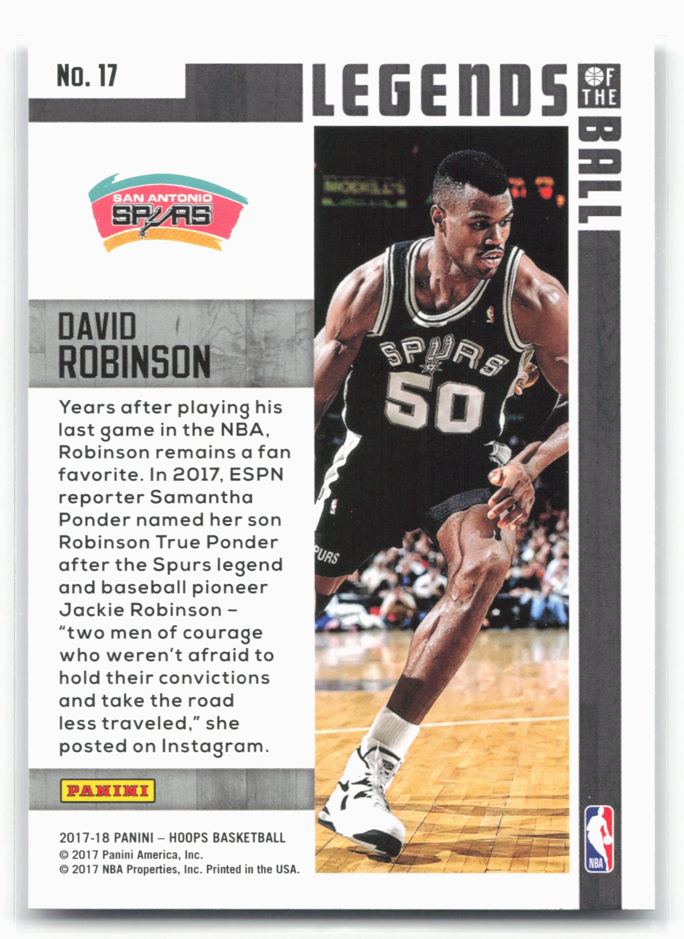 2017-18 Hoops #17 David Robinson Legends of the Ball
