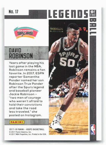 2017-18 Hoops #17 David Robinson Legends of the Ball