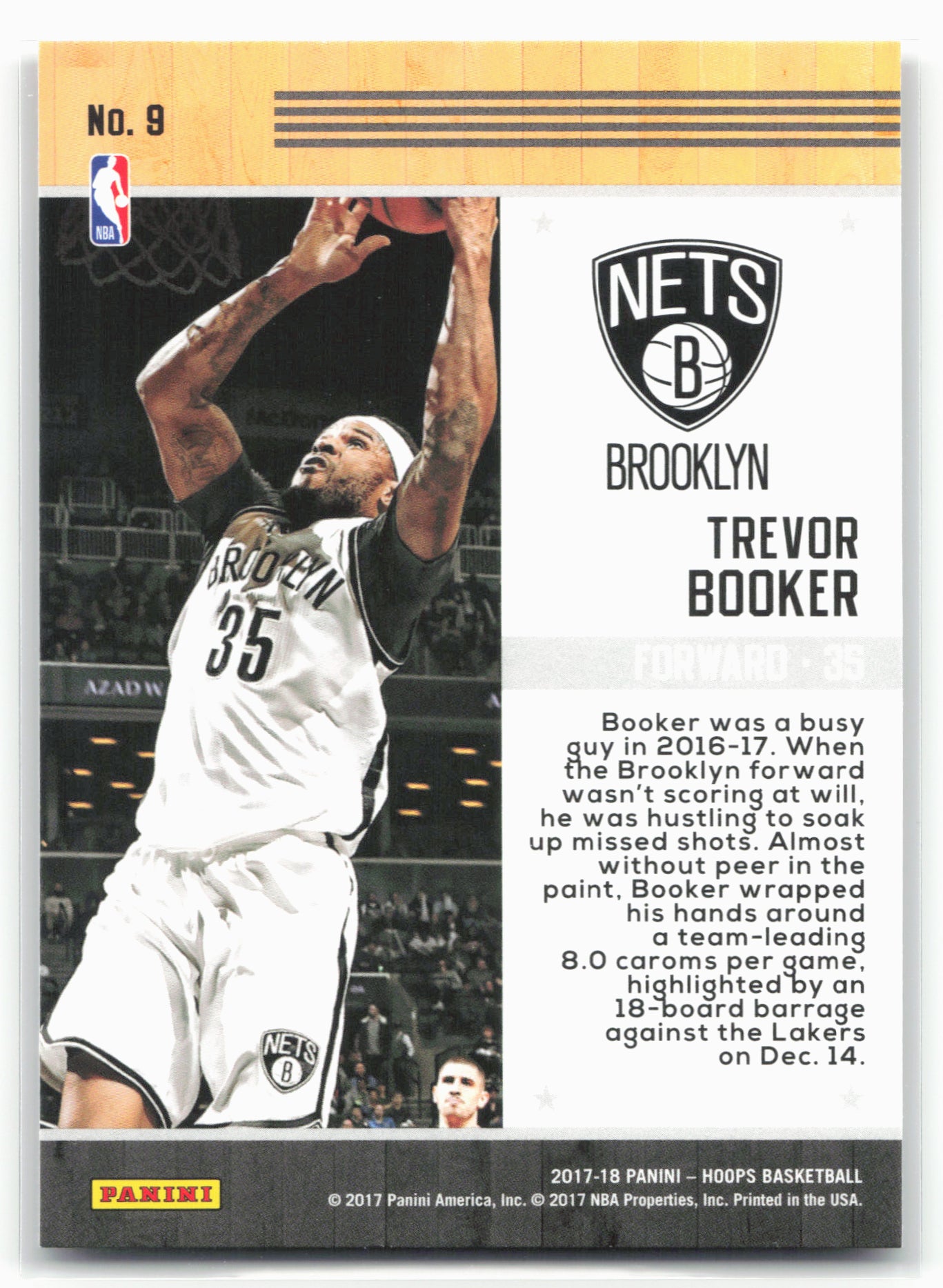2017-18 Hoops #9 Trevor Booker Team Leaders