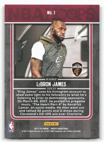 2017-18 Hoops #1 LeBron James Back Stage Pass
