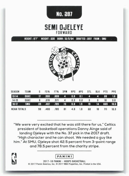 2017-18 Hoops #287 Semi Ojeleye Green 95/99