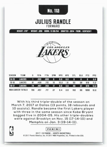 2017-18 Hoops #112 Julius Randle Silver #/199