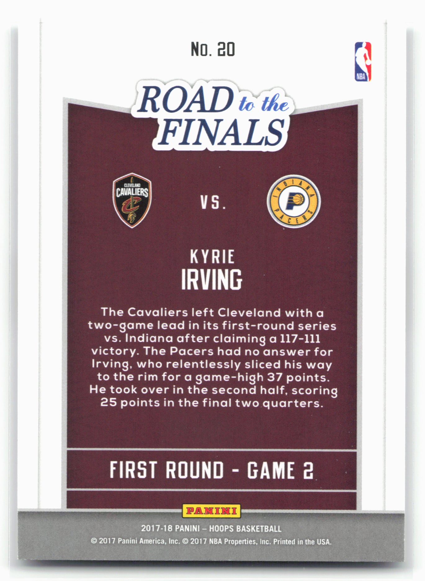 2017-18 Hoops #20 Kyrie Irving Road to the Finals 1083/2017
