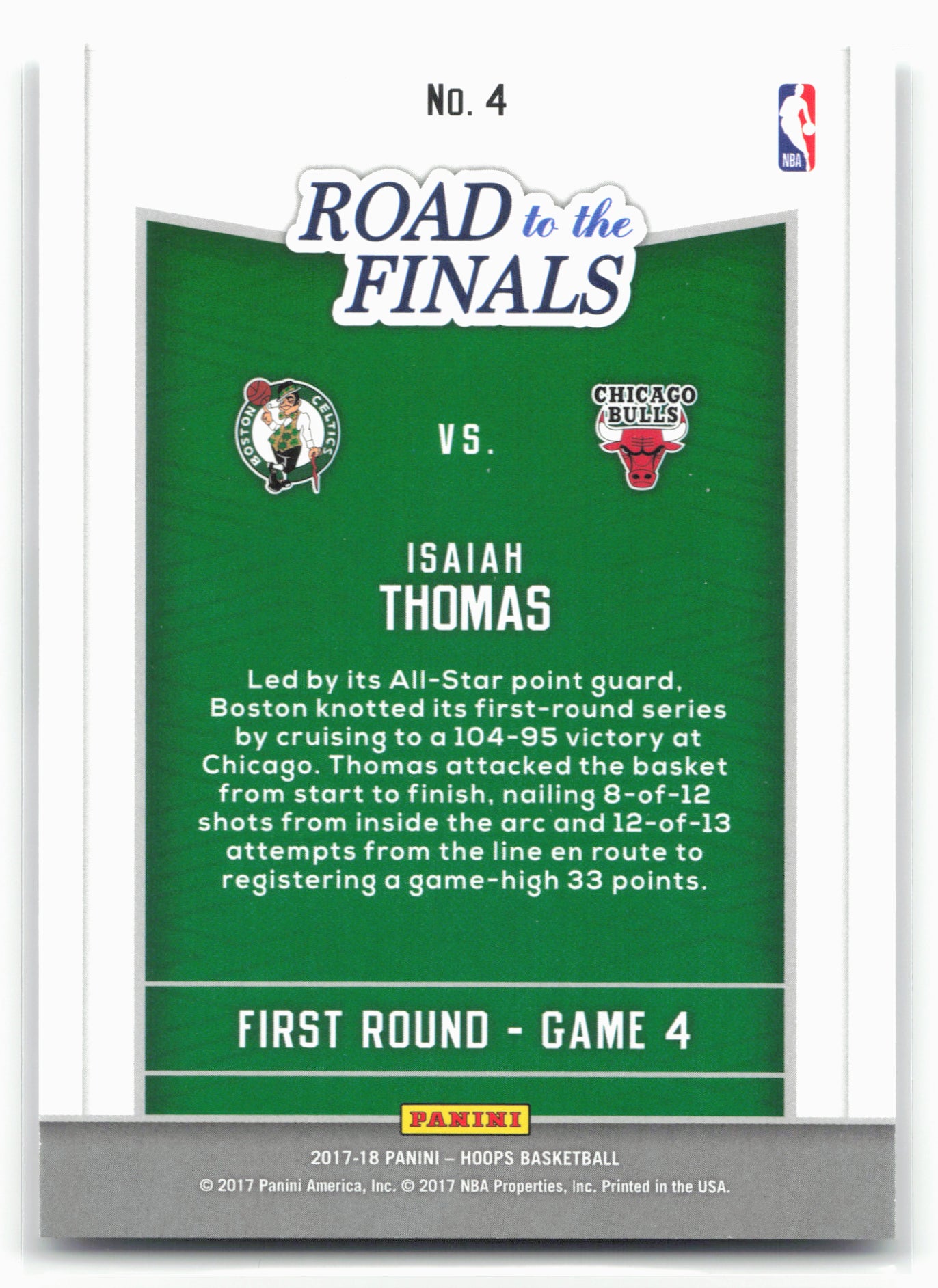2017-18 Hoops #4 Isaiah Thomas Road to the Finals #/2017