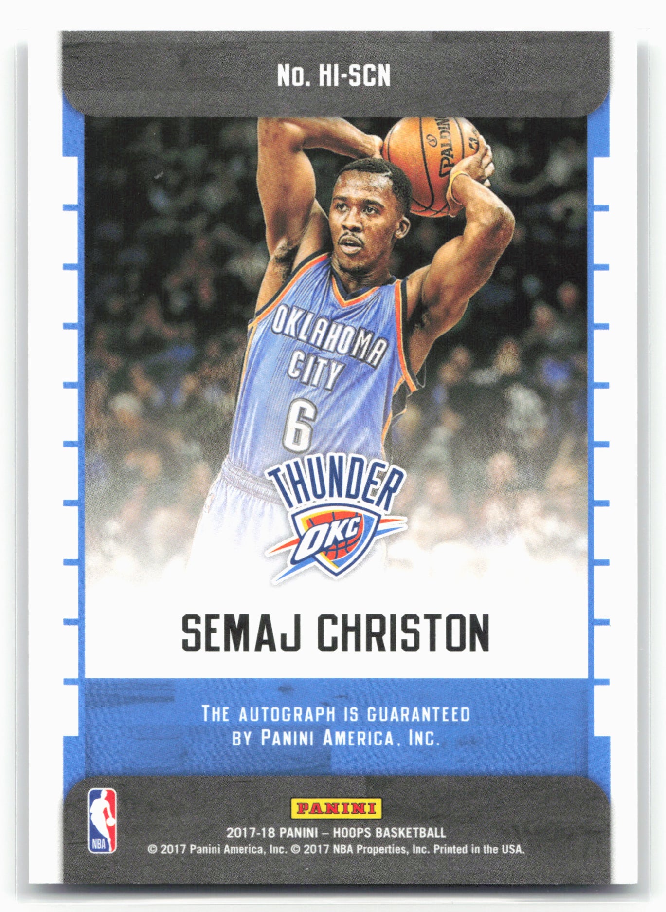 2017-18 Hoops #HI-SCN Semaj Christon Hoops Ink
