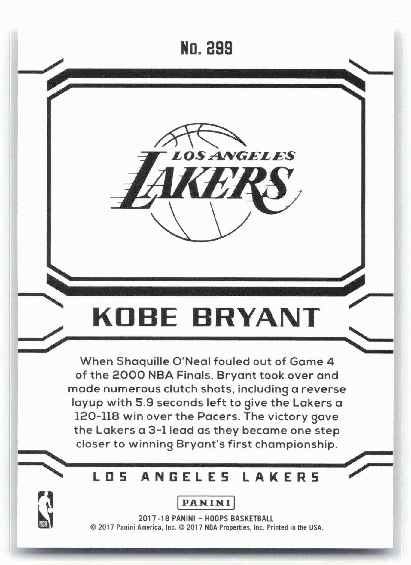 2017-18 Hoops #299 Kobe Bryant 21025
