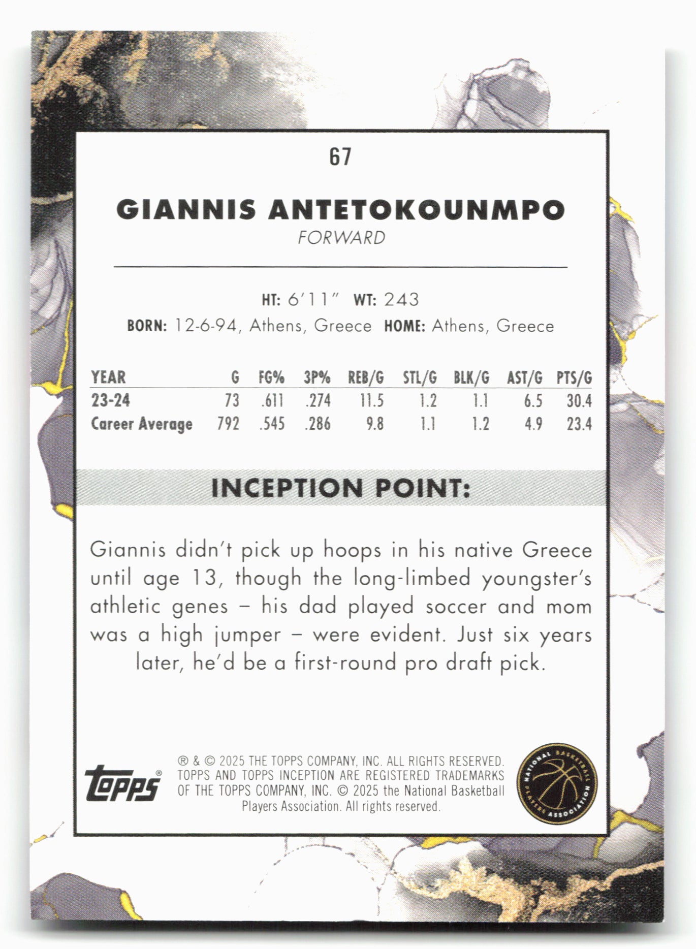 2024-25 Topps Inception #67 Giannis Antetokounmpo