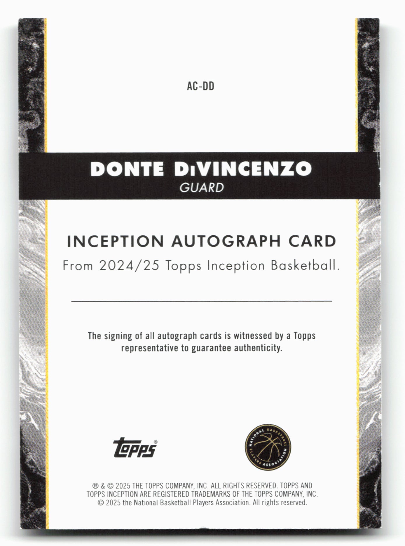 2024-25 Topps Inception Donte Divincenzo #AC-DD Auto Card