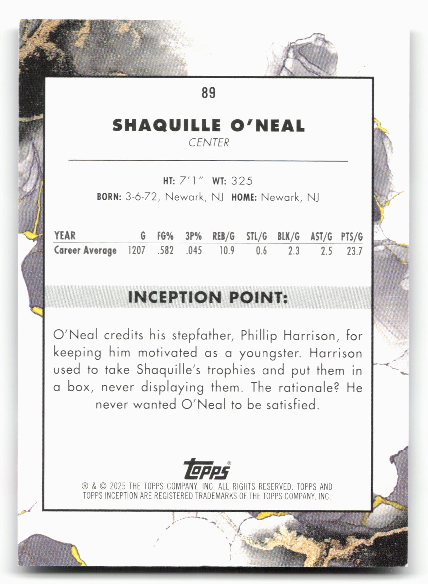 2024-25 Topps Inception #89 Shaquille O'Neal Pink /99