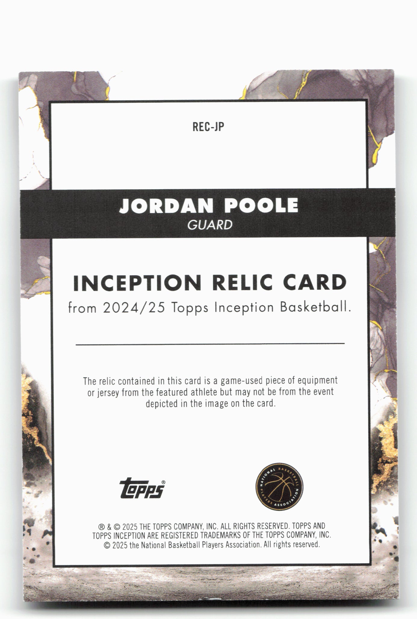 2024-25 Topps Inception #REC-JP Jordan Poole Relic Card