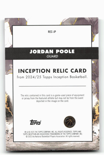 2024-25 Topps Inception #REC-JP Jordan Poole Relic Card