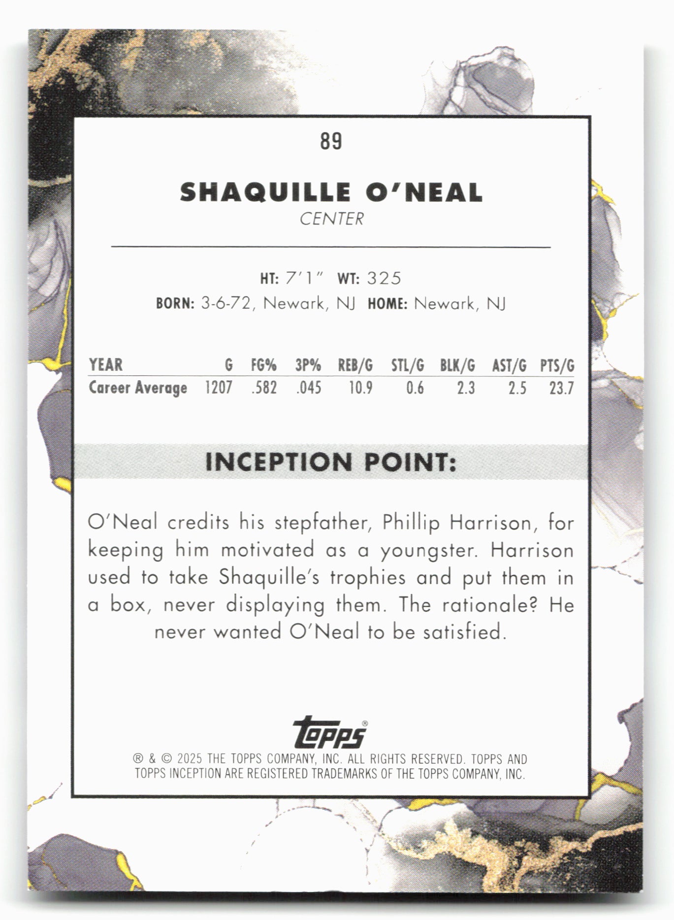 2024-25 Topps Inception #89 Shaquille O'Neal