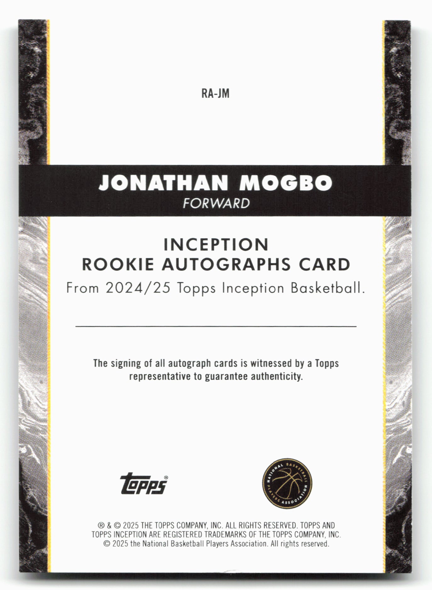 2024-25 Topps Inception #RA-JM Jonathan Mogbo Rookie Auto