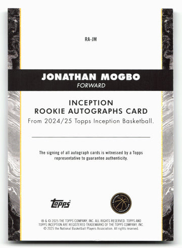 2024-25 Topps Inception #RA-JM Jonathan Mogbo Rookie Auto