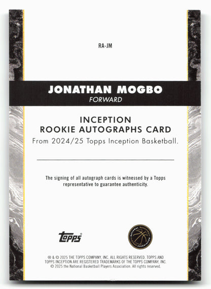 2024-25 Topps Inception #RA-JM Jonathan Mogbo Rookie Auto