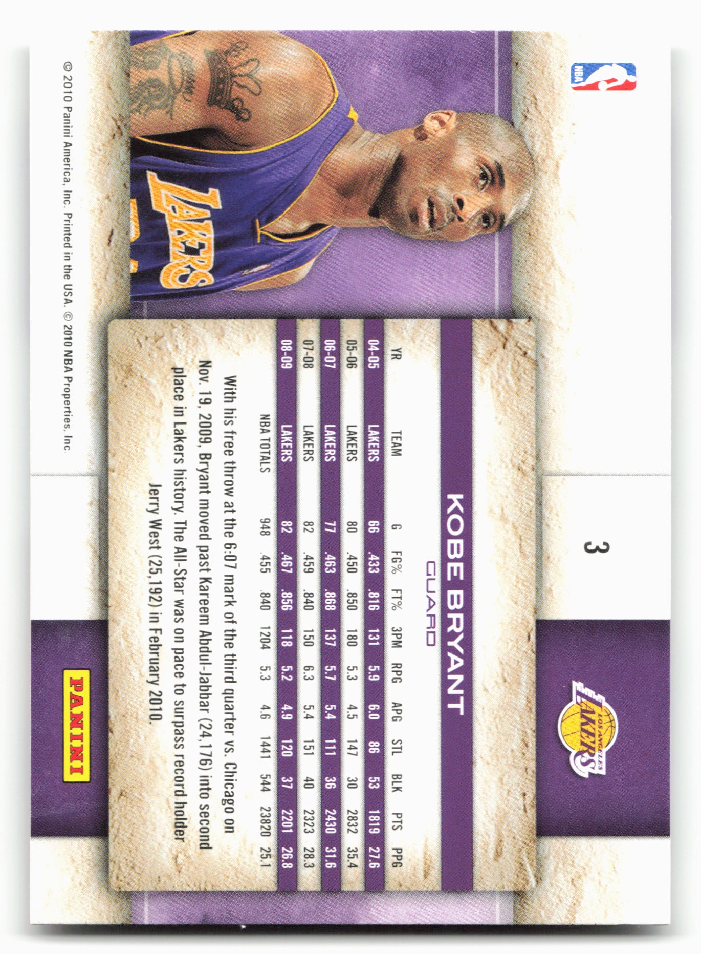 2009-10 Panini Studio #3 Kobe Bryant