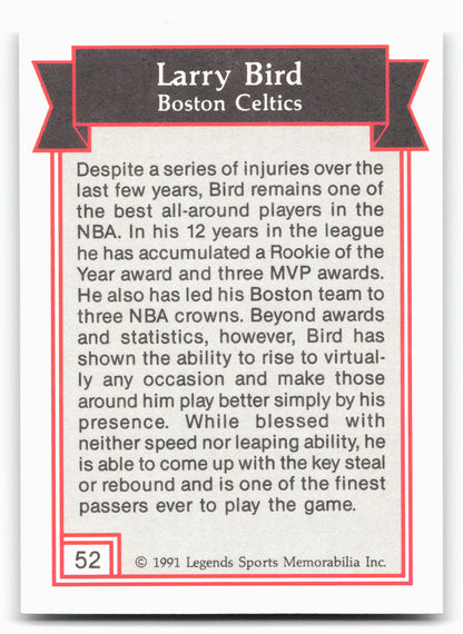 1991 Legends Sports Memorabilia #52 Larry Bird