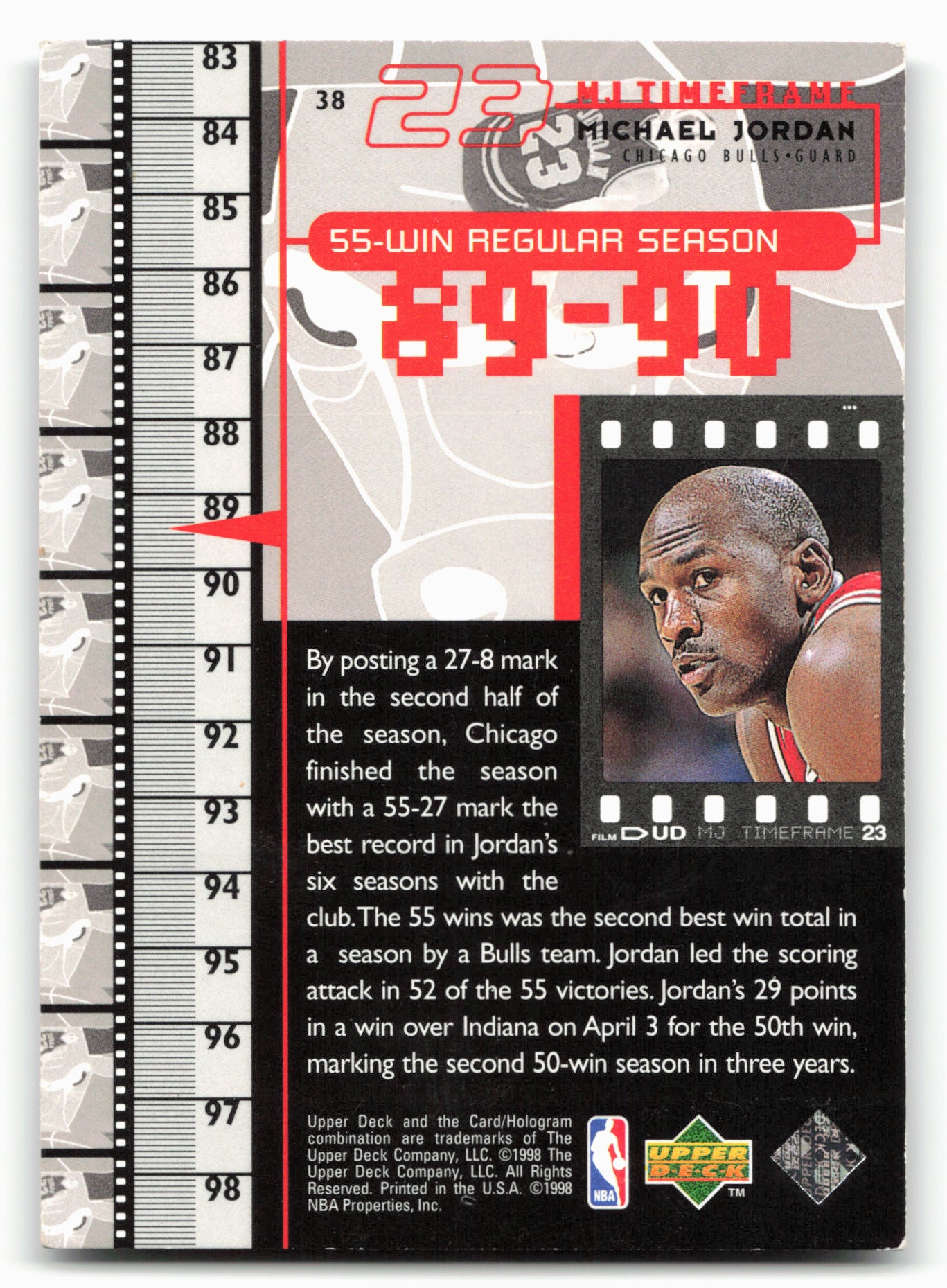 1998 Upper Deck Michael Jordan Living Legend #38 Michael Jordan