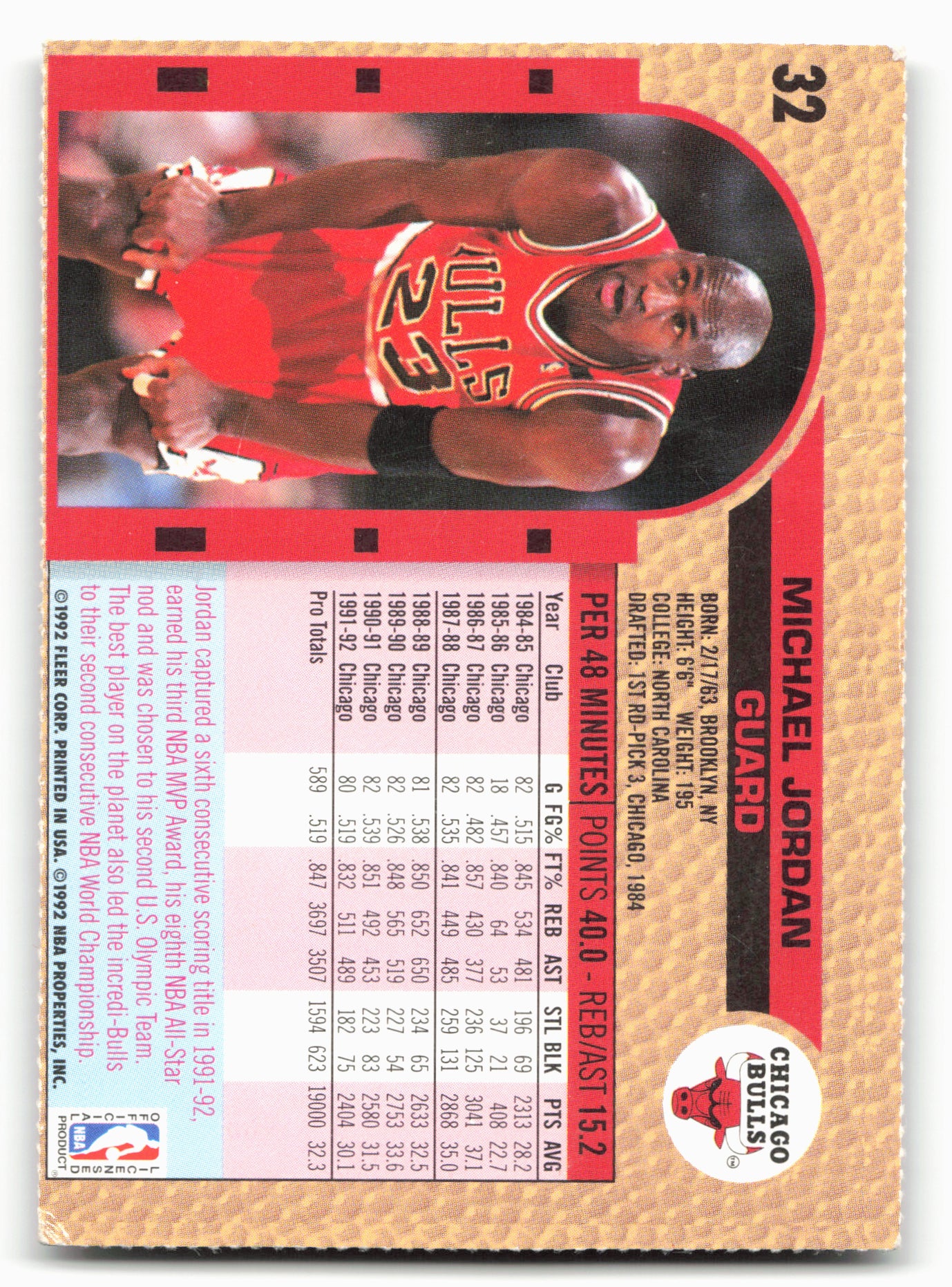 1992-93 Fleer #32 Michael Jordan Promo Sheet Singles