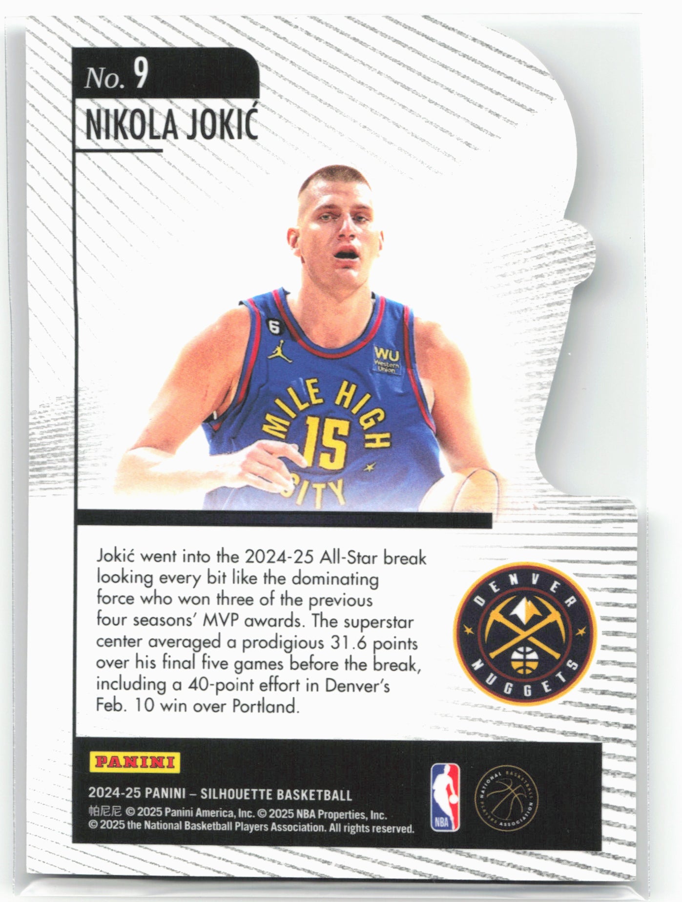 2024-25 Panini Silhouette Nikola Jokic #9 Hand Crafted 40/49