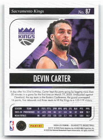2024-25 Panini Silhouette Devin Carter #87 Blue /99
