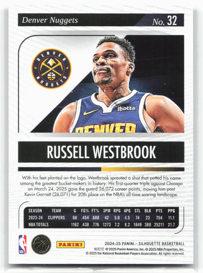 2024-25 Panini Silhouette Russell Westbrook #32 Red /75
